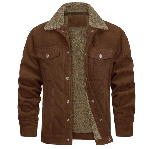 UHouse Winterjacke Herren Cord Jacke Modische Jacket Casual Wanderjacke Winter Wanderjacke Coole Bomberjacke Große Größen Bomberjacke Mode Blitzangebote Braun L von UHouse