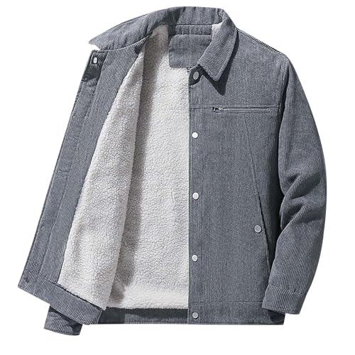 UHouse Winterjacke Herren Cordjacke Große Größen Jacke Herbst Sweatjacke Warm Bomberjacke Luftig Blouson Jacke Modische College Jacke Outdoor Jacket Deals Of The Day Grau L von UHouse