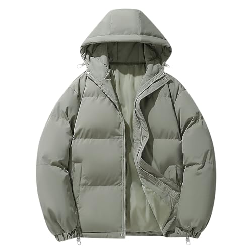 UHouse Winterjacke Herren Daunenjacke Warm Softshelljacke Warme Fleecejacke Dickes Jacke Bequeme Fleecejacke Casual Wanderjacke Loose Fit Funktionsjacke Warehouse Deals Angebote Grün L von UHouse