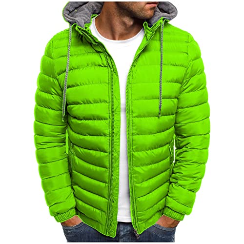 UHouse Winterjacke Herren Daunenjacke mit Kapuze Warm Jacke Leichte Steppjacke Winter Jacken Bequeme Kapuzenjacke Casual Puffer Jacket Basic Übergangsjacke Baumwolle Softshelljacke Grün L von UHouse