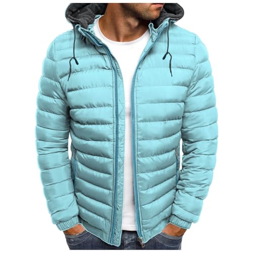 UHouse Winterjacke Herren Daunenjacke mit Kapuze Warm Jacke Leichte Steppjacke Winter Jacken Bequeme Kapuzenjacke Casual Puffer Jacket Basic Übergangsjacke Baumwolle Softshelljacke Mintgrün L von UHouse