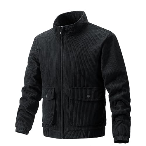 UHouse Winterjacke Herren Fleecejacke ohne Kapuze Fashion Arbeitsjacke Casual Jeansjacke Coole Hemdjacke Bequeme Übergangsjacke Mode Jacke Fleece Freizeitjacke Blitzangebote Des Tages Schwarz XL von UHouse