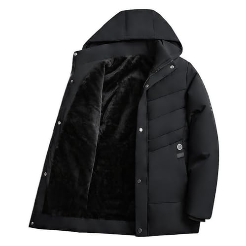 UHouse Winterjacke Herren Gefüttert Baumwolle Jacke mit Kapuze Winter Steppjacke Gefütterte Daunenjacke Puffer Jacke Outdoor Kapuzenjacke Warme Jacket Softshelljacke Deals Of The Day Schwarz XL von UHouse
