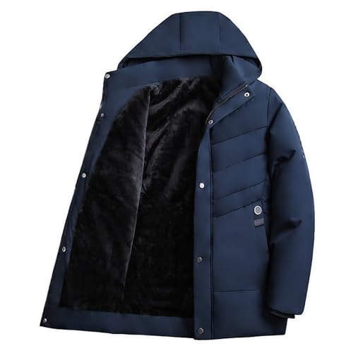 UHouse Winterjacke Herren Gefüttert Baumwolle Jacke mit Kapuze Winter Steppjacke Gefütterte Daunenjacke Puffer Jacke Outdoor Kapuzenjacke Warme Jacket Softshelljacke Warehouse Deal Blau 5XL von UHouse