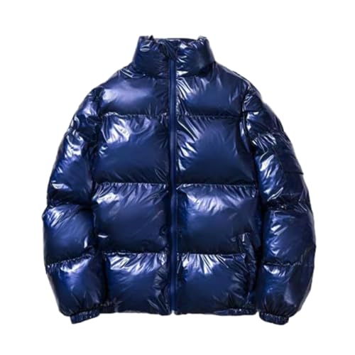 UHouse Winterjacke Herren Gefüttert Bequeme Daunenjacke Elegant Softshelljacke Oversize Fleecejacke Dicke Bomberjacke Coole Blouson Loose Fit College Jacke Blau 5XL von UHouse