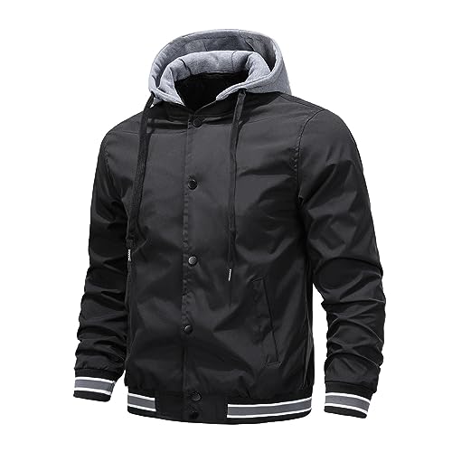 UHouse Winterjacke Herren Gefüttert Kapuzenjacke Winter Jacke Lässig Windjacke Dicke Jacke Bequeme Windjacke Locker Arbeitsjacke Slim Fit Fleecejacke Blitzangebote Des Tages Schwarz XL von UHouse