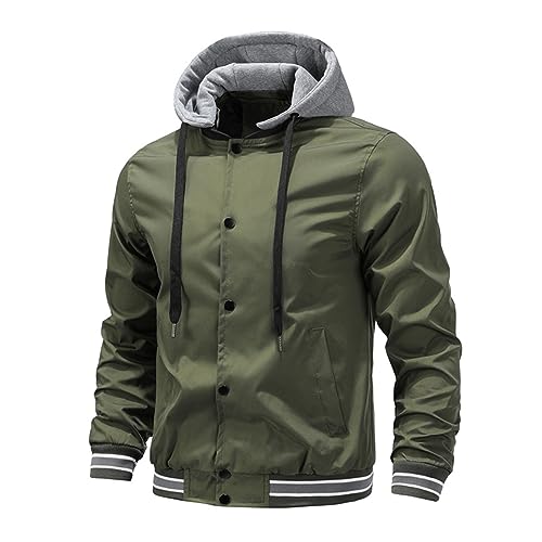 UHouse Winterjacke Herren Gefüttert Kapuzenjacke Winter Jacke Lässig Windjacke Dicke Jacke Bequeme Windjacke Locker Arbeitsjacke Slim Fit Fleecejacke Warehouse Deals Angebote Grün S von UHouse