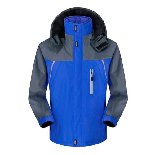 UHouse Winterjacke Herren Outdoor Skijacke Gefüttert Jacke Winter Softshelljacke Dicke Fahrradjacke Oversized Herren-Jacken mit Kapuze Warme Wanderjacke Baumwolle Funktionsjacke Blau XXL von UHouse
