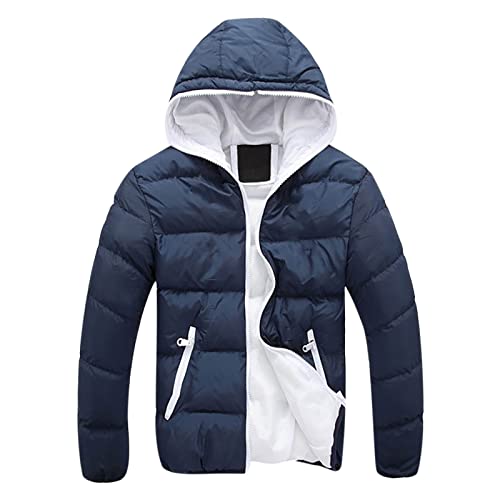 UHouse Winterjacke Herren Steppjacke mit Kapuze Leichte Daunenjacke Warm Jacken Baumwolle Puffer Jacke Winter Softshelljacke Bequeme Übergangsjacke Outdoor Windjacke Dunkelblau 4XL von UHouse