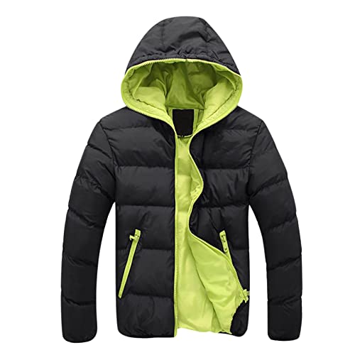 UHouse Winterjacke Herren Steppjacke mit Kapuze Leichte Daunenjacke Warm Jacken Baumwolle Puffer Jacke Winter Softshelljacke Bequeme Übergangsjacke Outdoor Windjacke Grün 5XL von UHouse