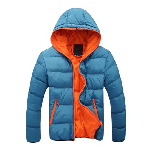 UHouse Winterjacke Herren Steppjacke mit Kapuze Leichte Daunenjacke Warm Jacken Baumwolle Puffer Jacke Winter Softshelljacke Bequeme Übergangsjacke Outdoor Windjacke Himmelblau XL von UHouse