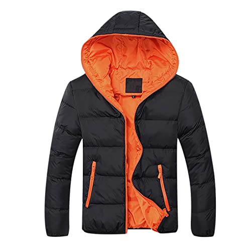 UHouse Winterjacke Herren Steppjacke mit Kapuze Leichte Daunenjacke Warm Jacken Baumwolle Puffer Jacke Winter Softshelljacke Bequeme Übergangsjacke Outdoor Windjacke Schwarz XL von UHouse