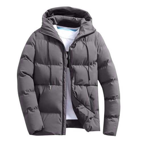 UHouse Winterjacke Herren Steppjacke mit Kapuze Leichte Daunenjacke Warm Jacken Baumwolle Puffer Jacke Winter Softshelljacke Bequeme Übergangsjacke Outdoor Windjacke Grau XL von UHouse