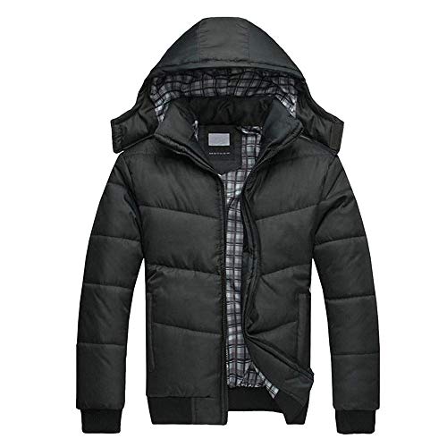 UHouse Winterjacke Herren Steppjacke mit Kapuze Leichte Daunenjacke Warm Jacken Baumwolle Puffer Jacke Winter Softshelljacke Bequeme Übergangsjacke Outdoor Windjacke Schwarz L von UHouse