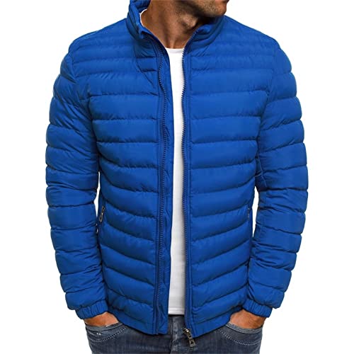 UHouse Winterjacke Herren Steppjacke ohne Kapuze Leichte Daunenjacke Wandern Übergangsjacke Herbst Winter Jacke Bequeme Softshelljacke Outdoor Puffer Jacken Einfarbig Baumwolle Bomberjacke Blau XXL von UHouse