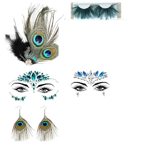 Pfau KostüM, Damen Pfauenfeder Haarspangen, Pfau Haarschmuck Feder Ohrringe, Feder Fascinator Damen von UICCVOKK