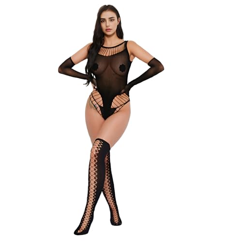 UICCVOKK Strapsen Dessous Set Damen, Reizwäsche Spitzen Unterwäsche Strapsen Negligee Erotische Dessous Sexy Teddy Bodysuit, Halfter Sling Unterwäsche Transparente Babydoll mit Strumpfhalter (03) von UICCVOKK