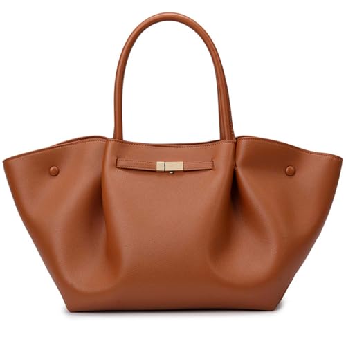 Vegetarisches Kunstleder große Kapazität Tragegriff oben Geldbörse Damen Mode Handtasche, Braun, Large von UICIOP