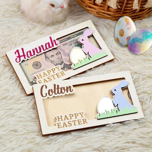 Personalisierte Ostergeldbörse mit Namen, personalisierbare Geldbörse aus Holz in Hasenform, Ostergeschenke für Jugendliche und Erwachsene, Geldbörse für Geschenk, Osterkorb von UIDMEN
