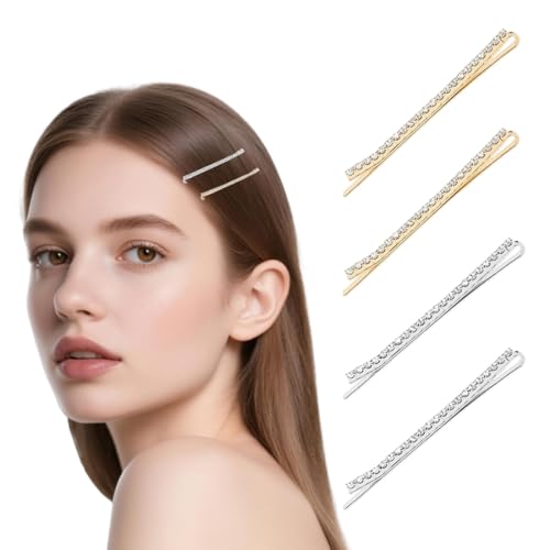 4 Stück Kristall Haarnadeln, Glänzende Haarspangen,haarklammer metall, Strass Bobby Pin, Metall Haarschmuck für Mädchen Damen Party Hochzeit Tägliches Kleid von UIEXAY