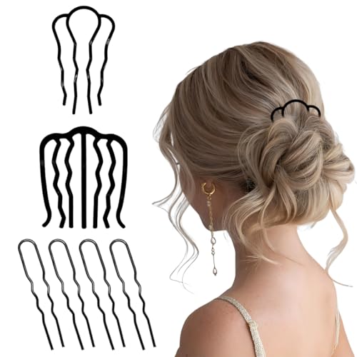 6 Stück Haar Steckkamm Metall Haarkämme Steckkamm, Zähne Haarschmuck Kamm Groß Haarnadel Einsteckkamm Seitenkamm für Frauen Mädchen, 3 Größen hochsteckfrisuren zubehör von UIEXAY
