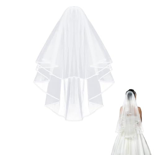 Hochzeit Brautschleier, Schleier Kurz Elegent Braut Bridal Tüll mit Kamm Tüll Hochzeitsschleier Hochzeit Kurzer Schleier mit Kamm 60–80 cm, für Junggesellinnenabschied Traumhochzeit Hochzeit Zubehör von UIEXAY