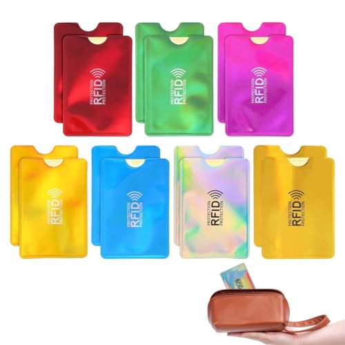 UIEXAY 14 Stück RFID Blocker Kartenhülle, Kreditkartenhülle RFID Blockierende Hüllen RFID Kartenschutzhalter Identitätsdiebstahl Prävention Für Frauen Und Männer (7 Farben) von UIEXAY