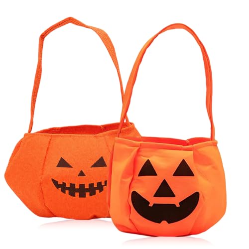 UIEXAY 2 Stück Kürbis Sammeltasche,Halloween Kürbis Candy Bag,Kürbis Halloween Eimer,Kürbis Halloween Beutel,Kürbis Halloween Bag,Süßigkeits Tasche,Für Halloween Party Maskerade von UIEXAY