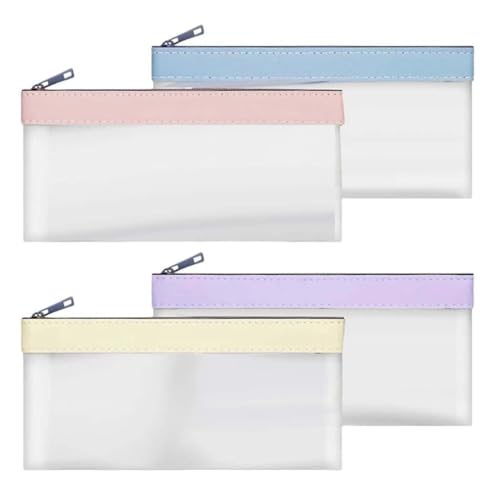 UIEXAY 4 Stück Geldtaschen Banktasche Transparente Wasserdicht Durchscheinend Federmäppchen Beutel Mit Reißverschluss Kosmetiktasche Aufbewahrung Bargeld Für Business von UIEXAY