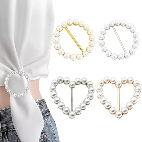 UIEXAY 4 Stück Silber Damen Metall T Shirt Clip Strasssteine Schnalle Schal Ringschnalle Kleidungs Eckknopf Metall Kreis Clip Schnalle broschen für kleidung von UIEXAY