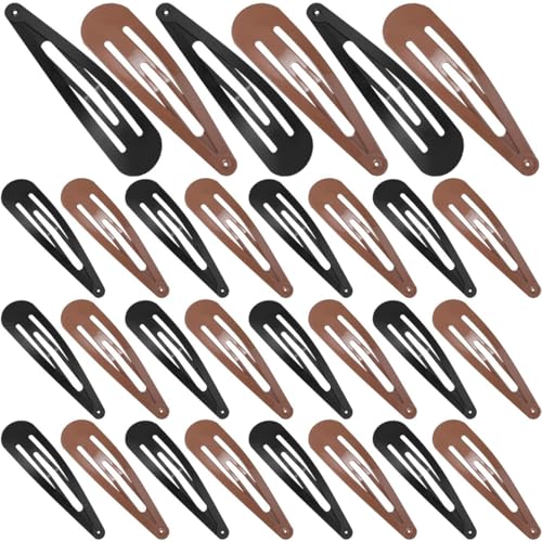 UIEXAY Haarspangen für Damen Mädchen, 30 Stück 5cm Lange Snap Haarclips Groß Metall Haarklammern, 2 Farben mit je 15 stk (Braun & Schwarz) von UIEXAY