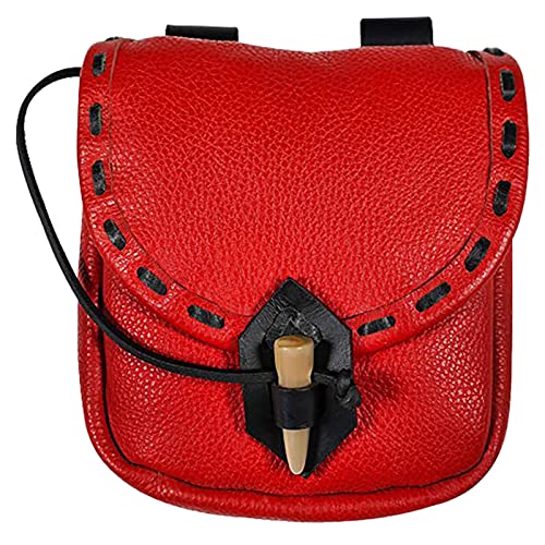 2022 Außenhandel Neue Einfarbig Nähen Taille Tasche Licht Retro Kuh Horn Schnalle Handgemachte Tasche Nette Umhängetasche, rot, Einheitsgröße, Retro von UIFLQXX