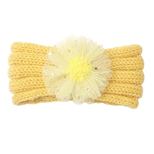 Baby-Blumen-Stirnband für Kleinkinder, Turban-Stirnband, Blumenstirnbänder, dehnbare Nylon-Haarbänder für Neugeborene, Kleinkinder, niedliches Mädchen, Baumwolle, elastisches Stirnband (Gelb, von UIFLQXX