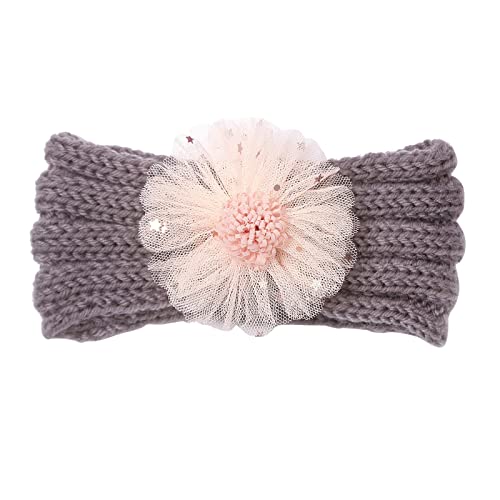 Baby-Blumen-Stirnband für Kleinkinder, Turban-Stirnband, Blumenstirnbänder, dehnbare Nylon-Haarbänder für Neugeborene, Kleinkinder, niedliches Mädchen, Baumwolle, elastisches Stirnband (grau, von UIFLQXX