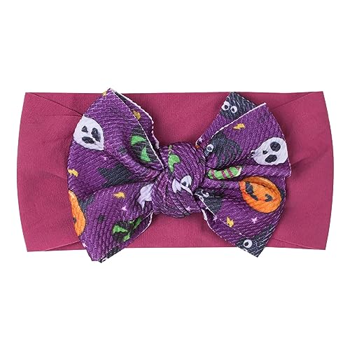 Baby Mädchen Schleifen Stirnband Kleinkind Halloween Kürbis bedruckte Schleife Haarbänder Baby Turban Stirnband Säugling Mädchen Baumwolle Stirnbänder (Lila, Einheitsgröße) von UIFLQXX