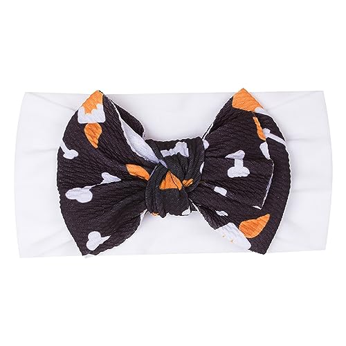 Baby Mädchen Schleifen Stirnband Kleinkind Halloween Kürbis bedruckte Schleife Haarbänder Baby Turban Stirnband Säugling Mädchen Baumwolle Stirnbänder (Weiß, Einheitsgröße) von UIFLQXX