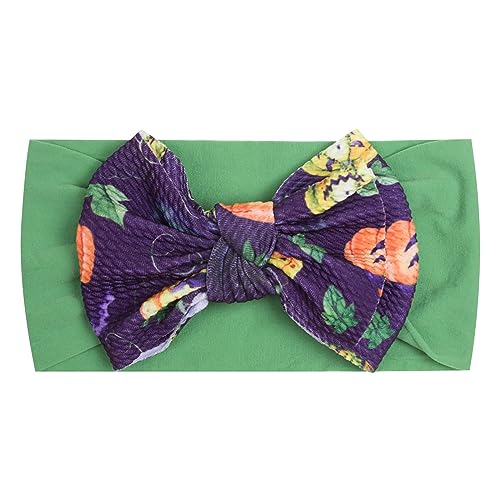 Baby Mädchen Schleifen Stirnband Kleinkind Halloween Kürbis bedruckte Schleife Haarbänder Baby Turban Stirnband Säugling Mädchen Baumwolle Stirnbänder (grün, Einheitsgröße) von UIFLQXX