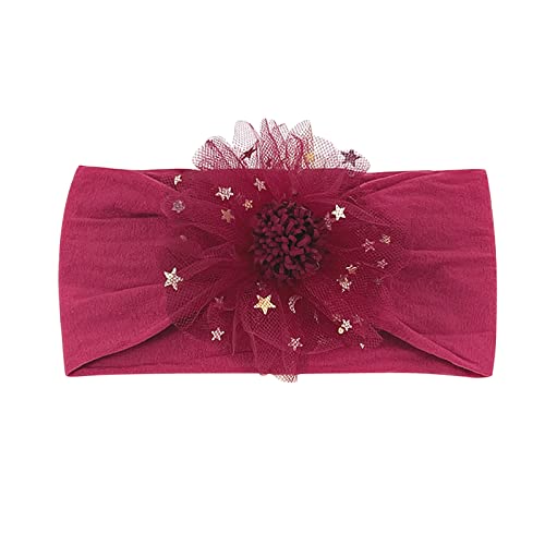 Baby-Stirnbänder für Mädchen, mit Spitze, Blume, weiche Headwraps für Babys, Neugeborene, Nylon, Blumen-Stirnband, Kinder-Turban-Stirnband (G, Einheitsgröße) von UIFLQXX