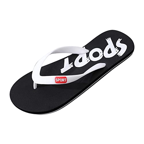 Dudes Herren-Flip-Flops, flache Fischgräten-Hausschuhe, modisch, lässig, Strand, Freizeit, Badezimmer, Dusche, schnell trocknende Sandalen, Schwarz , 39 1/3 EU von UIFLQXX