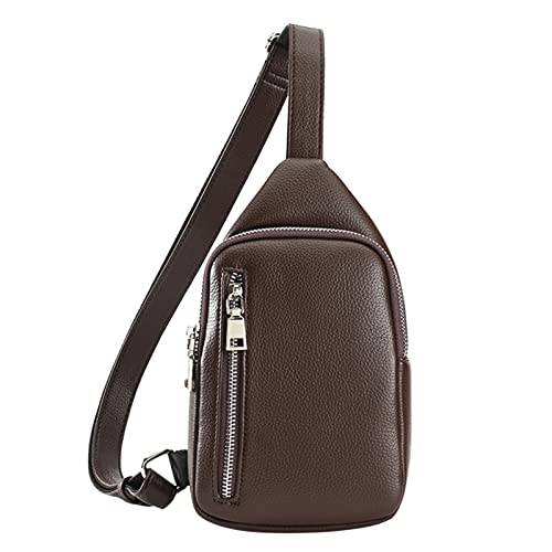 Männer Pack Bag Mode Koreanische PU Leder Hüfttasche Damen Brusttasche Kleine Umhängetasche Multi Pocket Brusttasche Kleine Umhängetasche und Umhängetasche, coffee, Einheitsgröße, Rucksack Rucksäcke von UIFLQXX