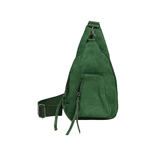 Reine Farbe Kunstleder Samt Retro Damen Hüfttasche Tasche Crossbody mit Quaste für Dame Schulter Tragetasche für Frauen Multi Pocket Brusttasche, grün, Einheitsgröße, Traditionelle Rucksäcke von UIFLQXX