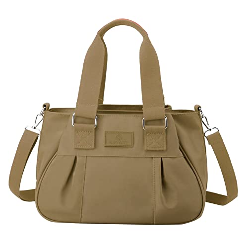 Reisetasche mit Rüschen, große Übernachtungstasche, Schultertasche für Damen, PU-Leder, Schultertasche, Handtasche, khaki, Einheitsgröße, Rucksack Rucksäcke von UIFLQXX