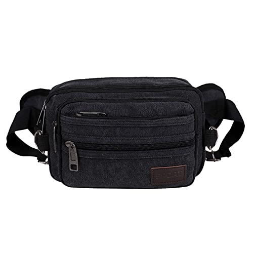 Taille Taschen Outdoor Sport Fanny Pack Wandern Reisen Große Taille Pack Outdoor Sport Leinwand Tragbare Taille Tasche Damen Kuriertasche, Schwarz , Einheitsgröße, Reiserucksäcke von UIFLQXX