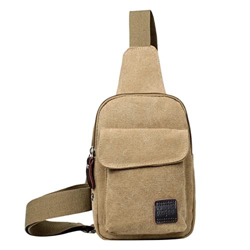 UIFLQXX Canvas Satchel Casual Body Handbag Messenger Shoulder Bag Men Shoulder Bags Suitable Shopping Travel Hiking Daily, khaki, One size von UIFLQXX