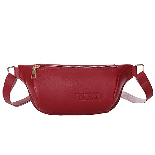 UIFLQXX Damen-Umhängetasche, einfarbig, eine Schulter-Brusttasche, leicht, einfache Bauchtasche, Computer-Geldbörse, Damen, Rot, Einheitsgröße, rot, Einheitsgröße von UIFLQXX