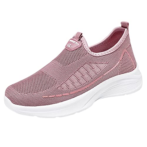 UIFLQXX Damen-Wanderschuhe mit weichem Kissen, für Frühling und Herbst, britisches Vintage-Design, handgefertigt, farbblockierend, Leder, Plateauschuhe, Pink E, 38.5 EU von UIFLQXX