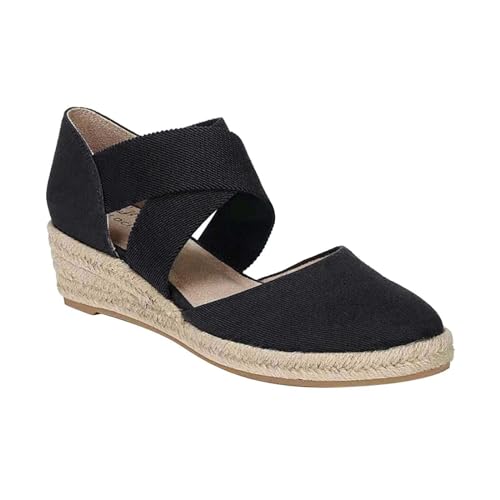 UIFLQXX Damen Wedges Freizeitschuhe Keilsandalen Mode Große Sommer Seil Tuch Damen Größe Schuhe Casual Damen Freizeitschuhe, Schwarz , 36.5 EU von UIFLQXX