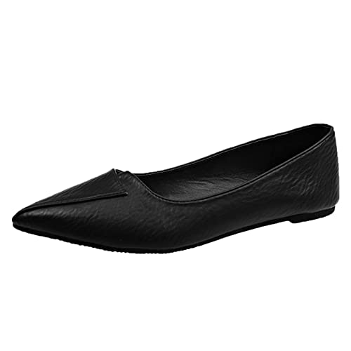 UIFLQXX Flache Sandalen für Frauen gekleidet Spitze Zehe Ballett für Frauen flache Schuhe ziehen weil Mund einfache Schuhe Alltagsschuhe Arbeitsschuhe, schwarzes, 39 EU von UIFLQXX