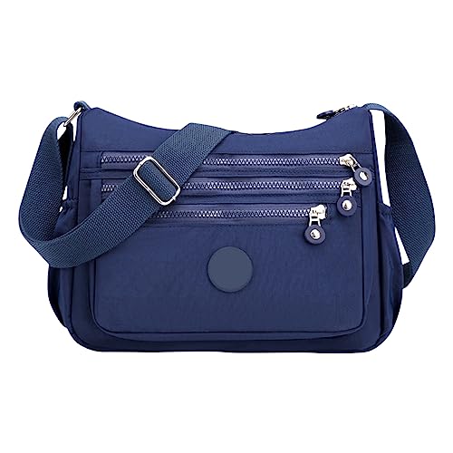 UIFLQXX Geldbörsen für Damen, Schulterhandtaschen, Nylon, Reisetasche, Freizeittasche, Leder-Schultertasche, blau, Einheitsgröße von UIFLQXX