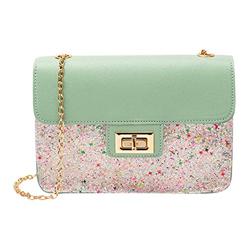 UIFLQXX Handtasche Tasche Tasche Schulter Pailletten Damen Mode Tasche Farbe Matching Messenger Taschen Buch Tasche Casual Umhängetasche, grün, Einheitsgröße von UIFLQXX